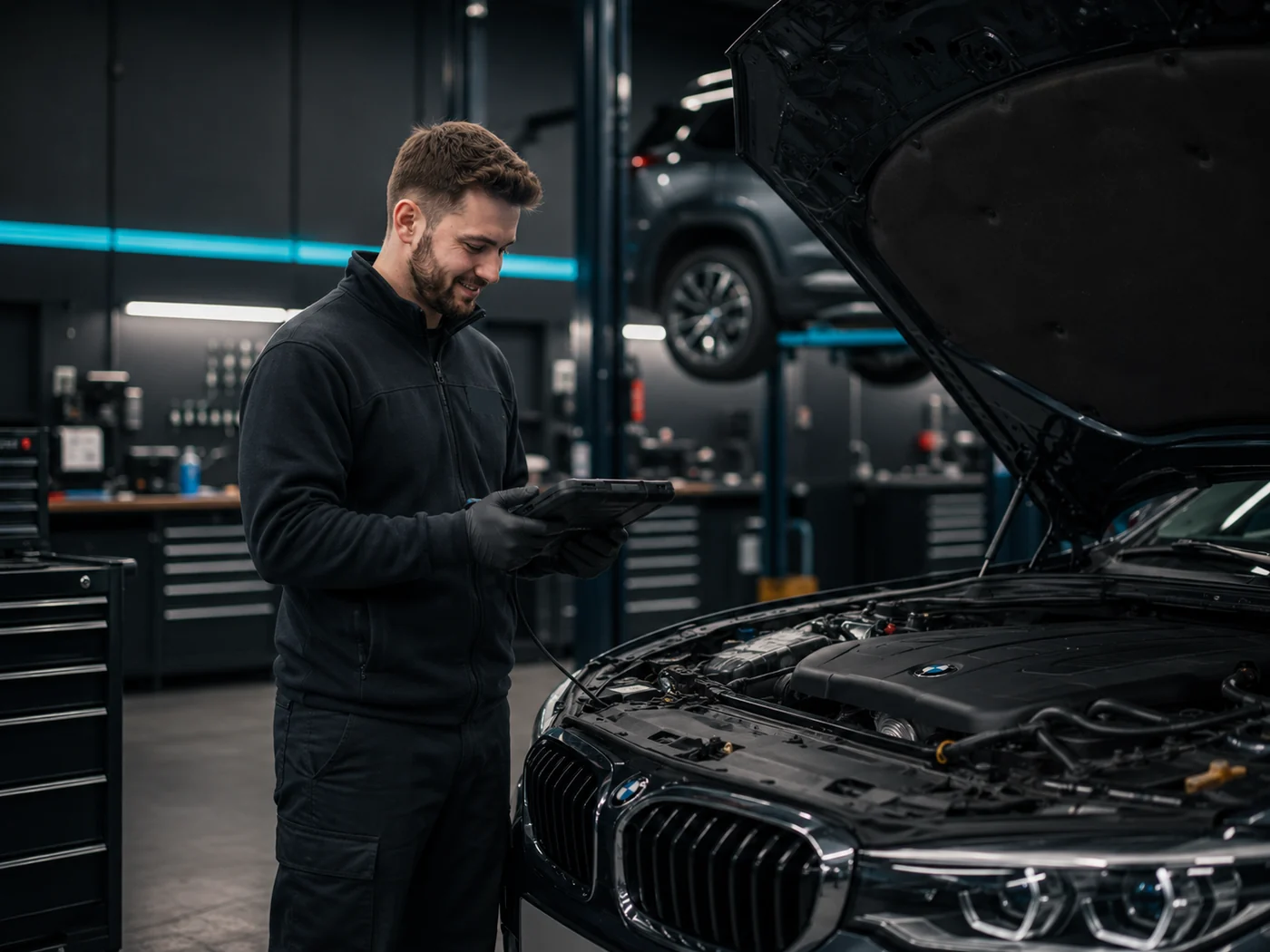 Paisley Autocare technician carrying out vehicle diagnostics